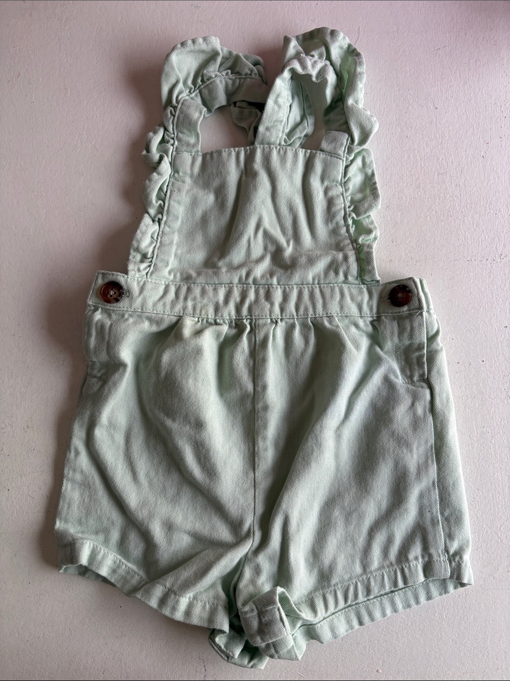 Old Navy Light Mint Ruffle-Strap Short Overalls
